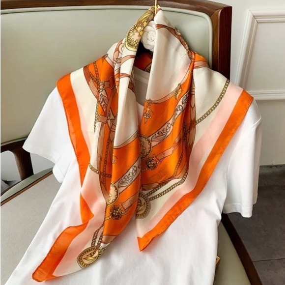 Accessories - Satin Hair Scarf Women Handkerchief Printed Female Square Scarf